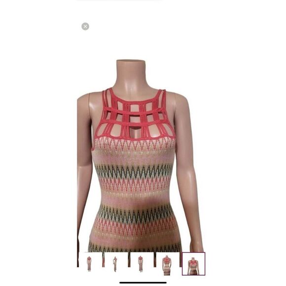 Women's Chevron sleeveless multi-color maxi dress S - Picture 9 of 9